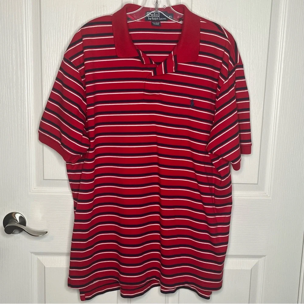 Polo Ralph Lauren Polo Shirt Men’s Sz XL Short Sleeve Red White Striped